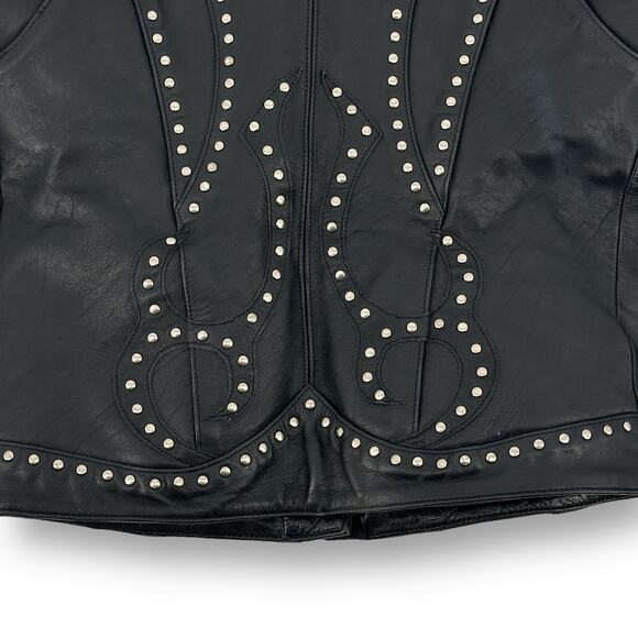 Harley Davidson Black Leather Stud Motorcycle Jacket Coat Womens Size XS - Picture 10 of 16